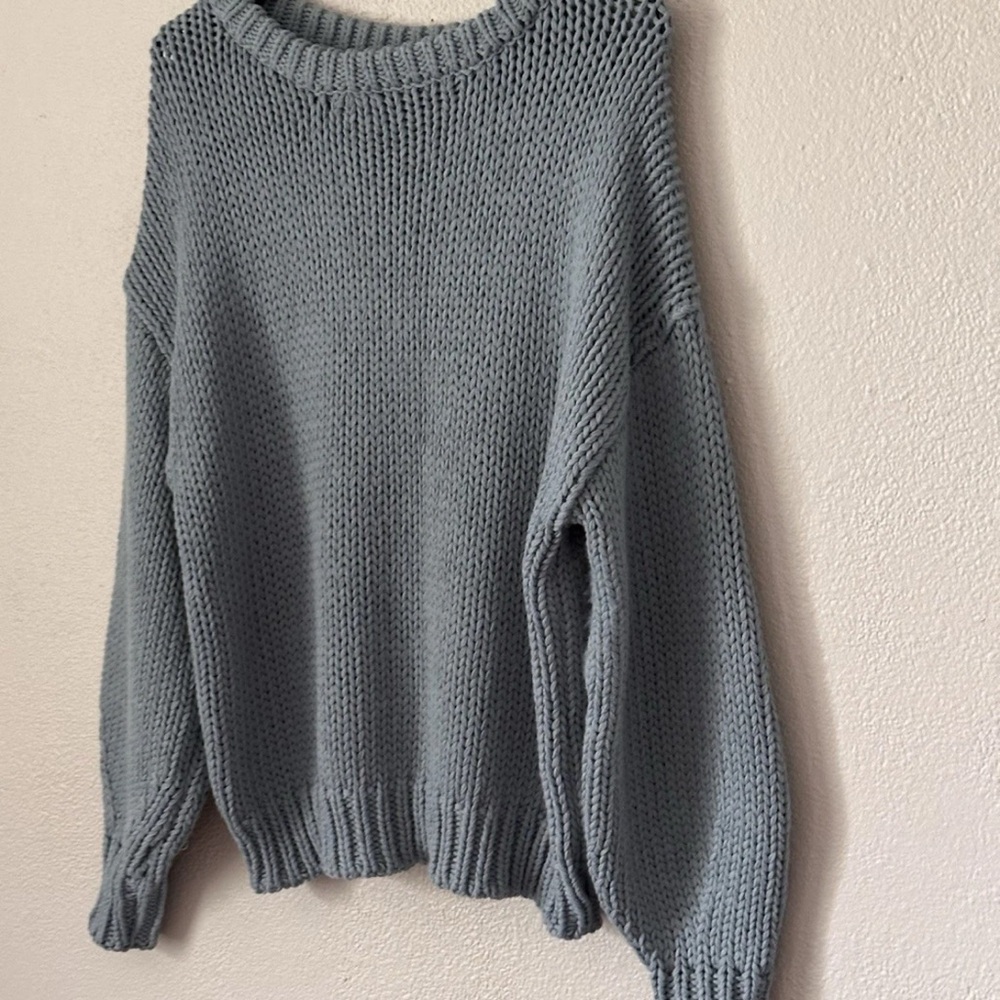 Ghanda Light Blue Oversized Crewneck Sweater - Picture 3 of 9